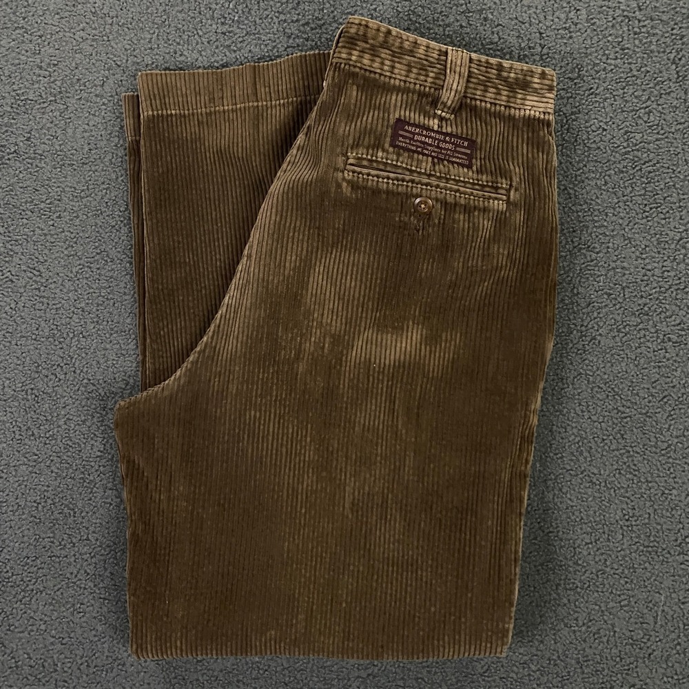 Abercrombie & Fitch Corduroy Pants Men 31x30 Brown Straight Leg Rugged VG 90s